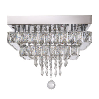 Home & Outdoor Direct 40W LED crystal ceiling light, clear droplets and faceted prism shades