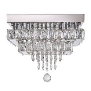 Home & Outdoor Direct 40W LED crystal ceiling light, clear droplets and faceted prism shades