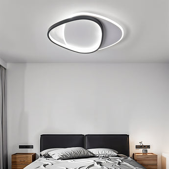 Runde Indoor-LED-Deckelleuchte mit weißem Außenring und schwarzem Ring, flach