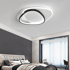 Indoor-LED-Deckelleuchte mit weißem Außenring und schwarzem Innenrahmen, rund