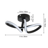 Modern LED ceiling light size diagram; 28cm wide, white/black circular design