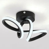 Modern LED ceiling light, black round base, white ring LED strips