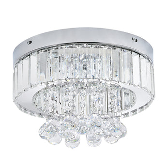 Adjustable LED crystal ceiling light with clear crystal drops