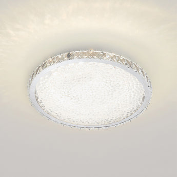 Round LED crystal ceiling light, clear crystal bezel and white diffuser