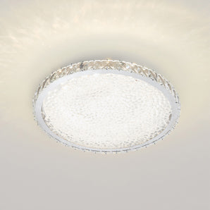 Round LED crystal ceiling light, clear crystal bezel and white diffuser