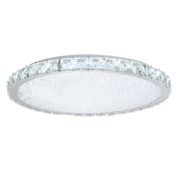 Round crystal LED ceiling light fixture with clear prism trim