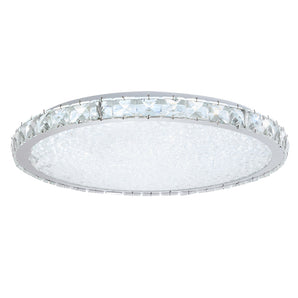 Round crystal LED ceiling light fixture with clear prism trim