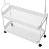 White clothes rack shelves with wire mesh platform and side rails