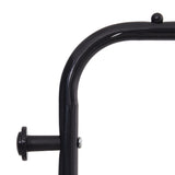 Black metal hang rail with round knob end on garment rack