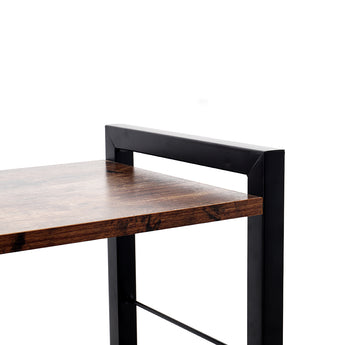 Holzregalplatte und schwarzer Metallrahmen vom 5-stufigen Bücherregal, Details oben