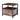 Brown bedside table with black metal frame, open shelf and front one-drawer unit