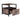 Brown bedside table with black metal frame, two open shelves and extended drawer