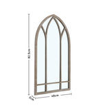 Metal arched wall mirror dimensions: 82.5 cm high, 48 cm wide