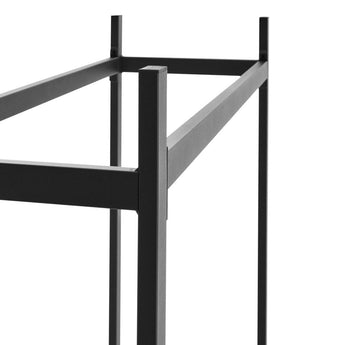 Black iron log holder side brace and top rail