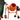 Orange 120 L cement mixer with shovel and crank wheel, ready for mixing
