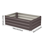 Galvanized steel raised garden bed, dark gray square planter box with slatted sides