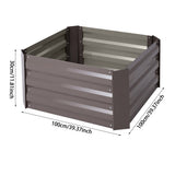 Raised garden bed planter box with open slats and metal frame, dark gray; 100cm length