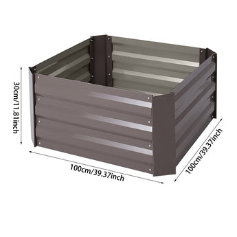 Raised garden bed planter box with open slats and metal frame, dark gray; 100cm length