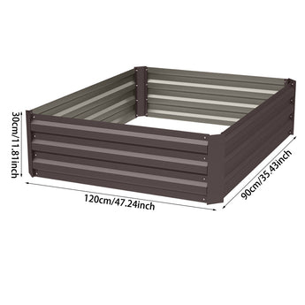 Square raised garden bed planter box, gray slat design, 120cm x 90cm x 30cm
