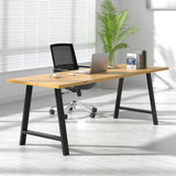Black metal table legs set of 2, tubular DIY furniture legs with leveling feet