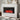 White electric fireplace mantel with wide viewing window and red LED flame effect