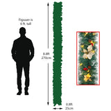 Artificial Christmas garland with warm white lights and cream star flowers (wreath inset)