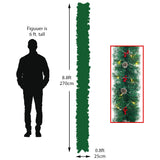 Artificial Christmas garland with warm white lights and pine cone ornaments (wreath inset)