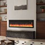 Modern electric fireplace insert with tempered glass and adjustable LED flame glow
