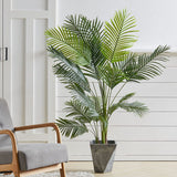 110cm artificial potted palm tree with dark green leaves in a gray square pot