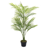 Artificial potted palm tree, green fronds, in a black plastic pot (110cm)