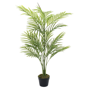 Artificial potted palm tree, green fronds, in a black plastic pot (110cm)
