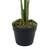 Artificial palm tree base with green stems in a black round planter