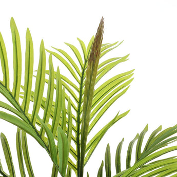 Close-up of artificial palm fronds with ribbed leaflets on green stems (110cm)