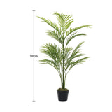110cm artificial potted palm tree height diagram with black pot and green fronds