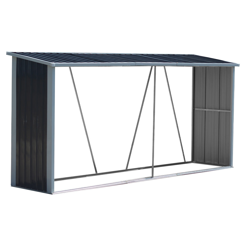 335CM Wide Zinc Steel Garden Storage Shed Firewood Log Tools