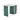 Green metal storage shed with hinged side door, open base, and ribbed panel walls