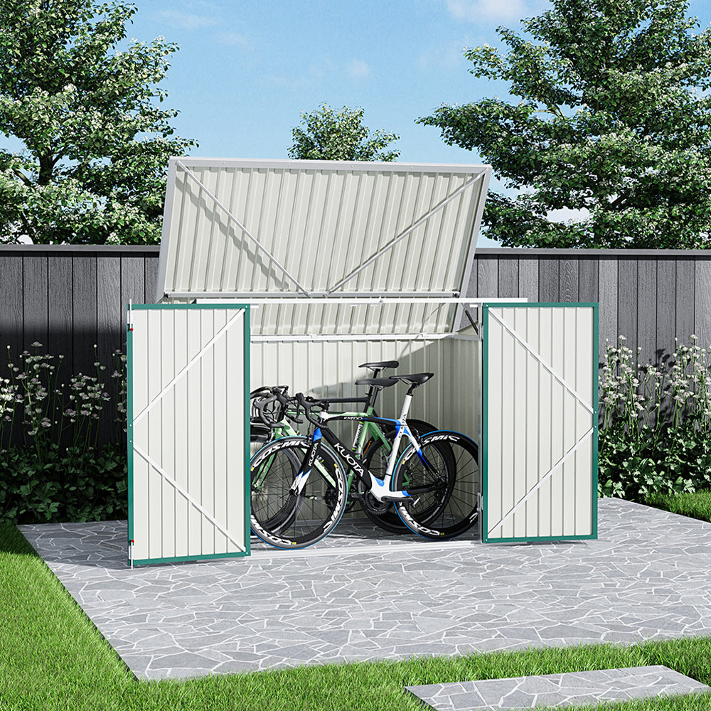 176CM W Waterproof Weather-resistant Steel Lockable Garden Wheelie Bin Storage Shed