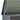 Gray metal storage box with open lid and support rod