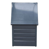 Dark gray waterproof metal storage box with closed lid and reinforced side panels