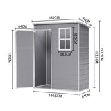 91cm depth plastic storage shed dimensions: 152cm x 140.5cm x 183.5cm (diagram)