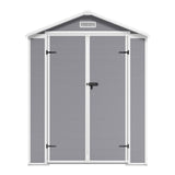 181CM wide plastic garden storage shed, double doors front view with latch hardware