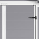 Plastic garden shed double doors with black cross latch bar