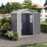 181CM wide plastic garden storage shed with double doors, open entrance view