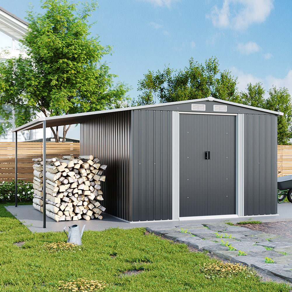 248cm W Metal Storage Shed Lean to Dark Grey