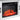 Recessed electric fireplace insert with glowing red/orange flame effect behind glass