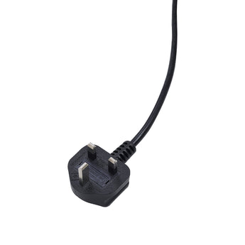 Electric fireplace power cord with black cable and UK-style plug