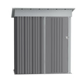 Metall-Gartenschrank 162 cm, geschlossene Schiebetür, abschließbar, senkrechte Rippenstruktur
