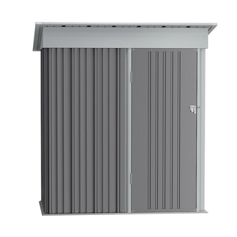 Metall-Gartenschrank 162 cm, geschlossene Schiebetür, abschließbar, senkrechte Rippenstruktur