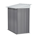 Metall-Gartenschrank 162 cm, seitliche Rückansicht mit Dach