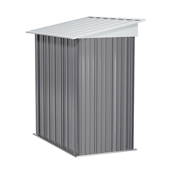 Metall-Gartenschrank 162 cm, seitliche Rückansicht mit Dach